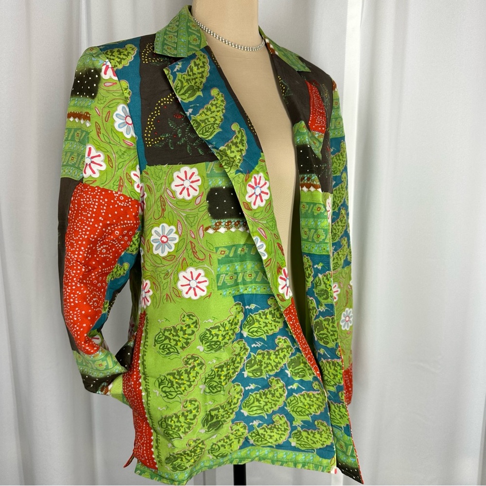 Vtg Silk Collection Harvé Bernard Floral Jacket Sz  10 Art To Wear 100% Silk - Picture 5 of 14